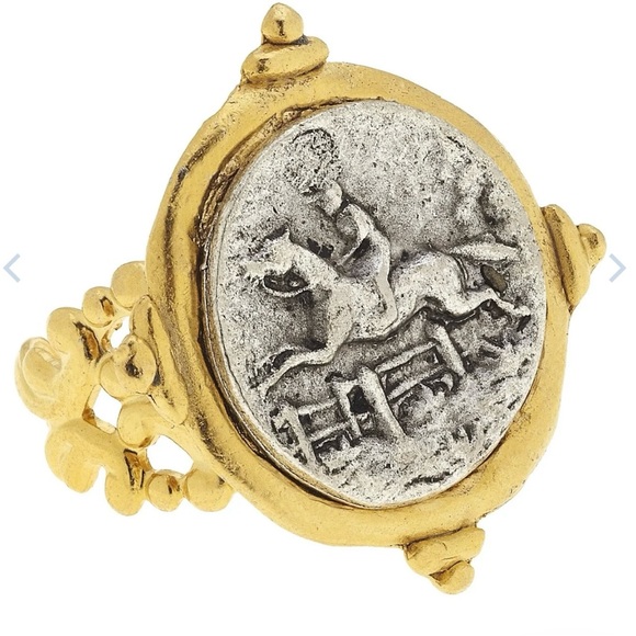 Horse equestrian Gold and Silver Vintage-Inspired Ring - Picture 1 of 4